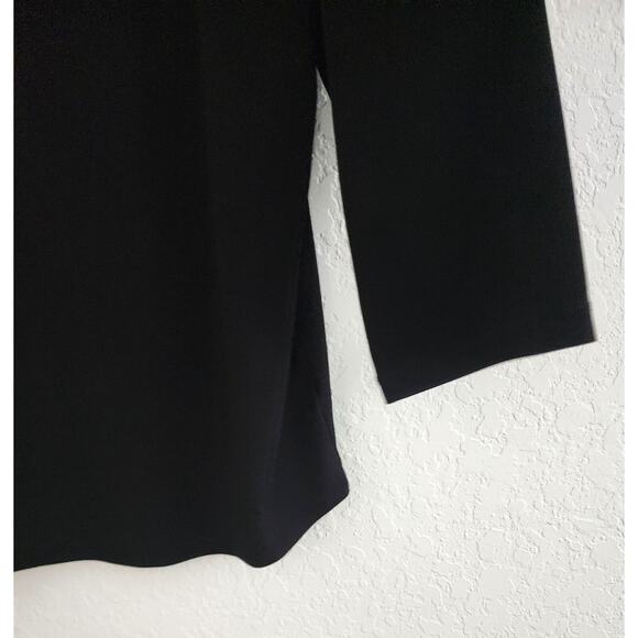 TOP/BLOUSE-ANNE KLEIN-Black-Gold Button Front Neckline-3/4 Sleeves-Size XL - Picture 4 of 14